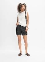 Double-Button Jean Shorts