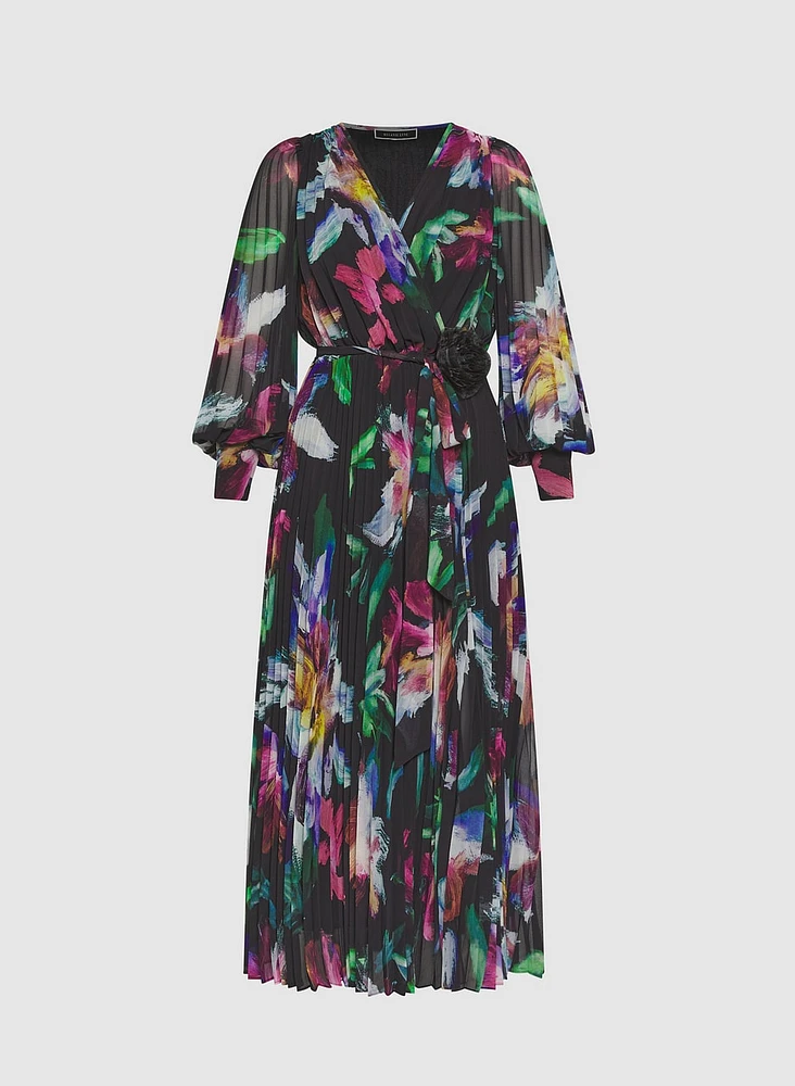 Floral Plissé Dress