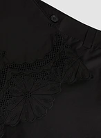 Pantalon gaucho à ourlet brodé