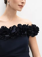 Rosette Off-The-Shoulder Dress