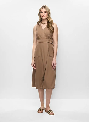 Belted Faux Wrap Dress