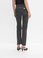 Buckle Detail Straight-Leg Jeans