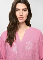 Blouse en lin avec poches à sequins