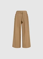 Linen-Blend Culotte Pants