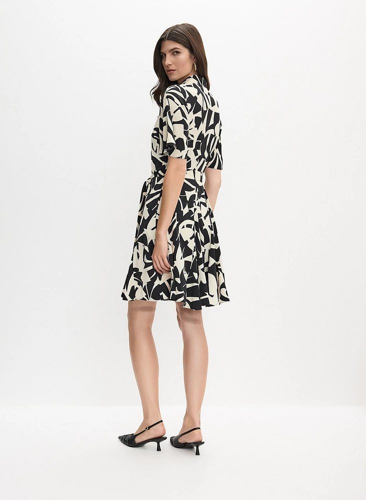 Geometric Print Shirt-Dress