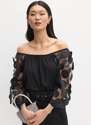 Joseph Ribkoff - Sheer Polka Dot Sleeve Top