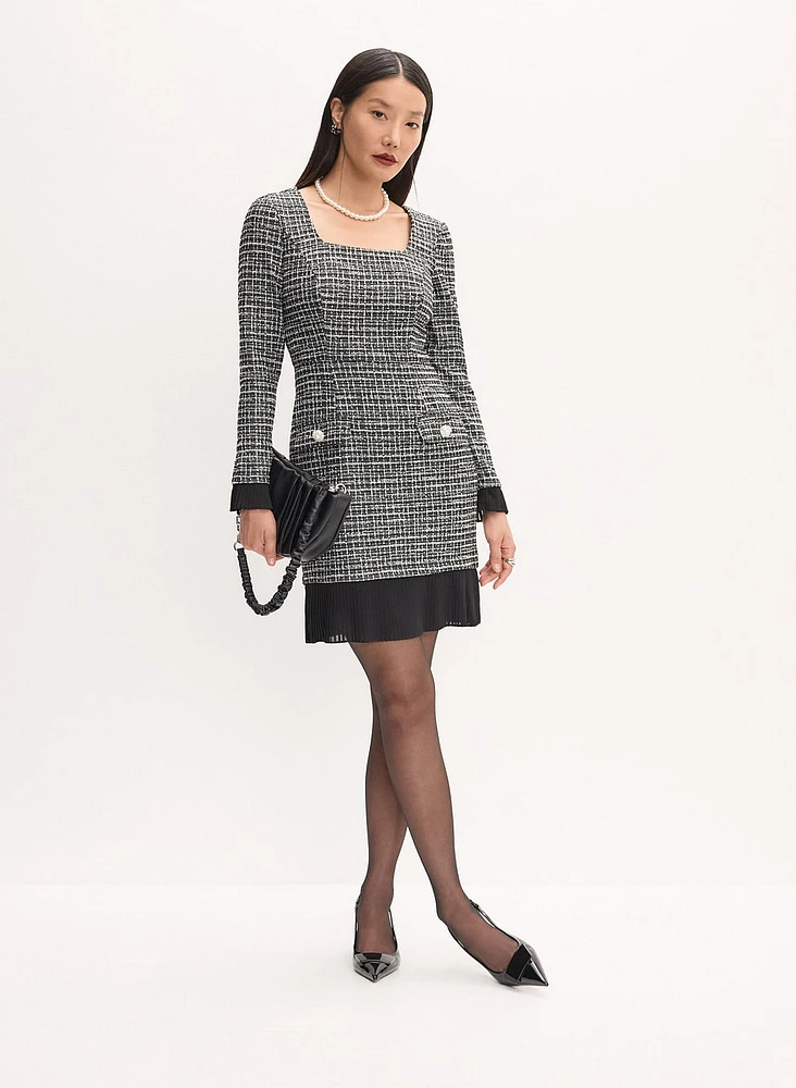 Square Neck Bouclé Dress