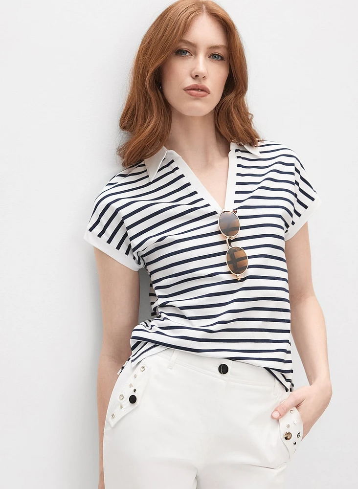 T-shirt rayé à col polo