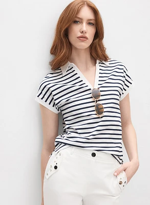 T-shirt rayé à col polo