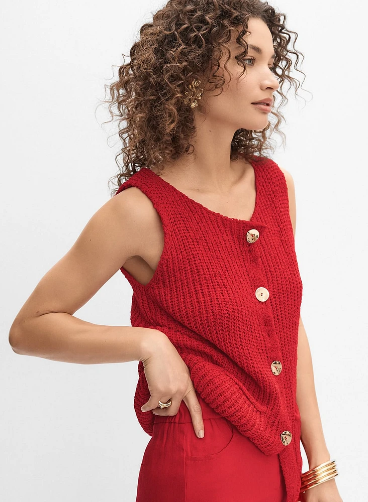 Knit Button-Down Vest