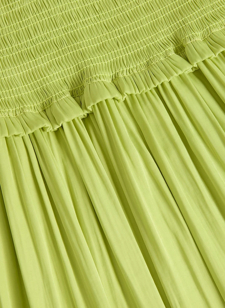 Jupe maxi en satin à taille froncée