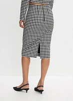 Houndstooth Print Pencil Skirt