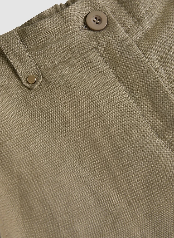 Linen-Blend Capri Pants