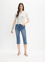 Denim Slim-Leg Capris