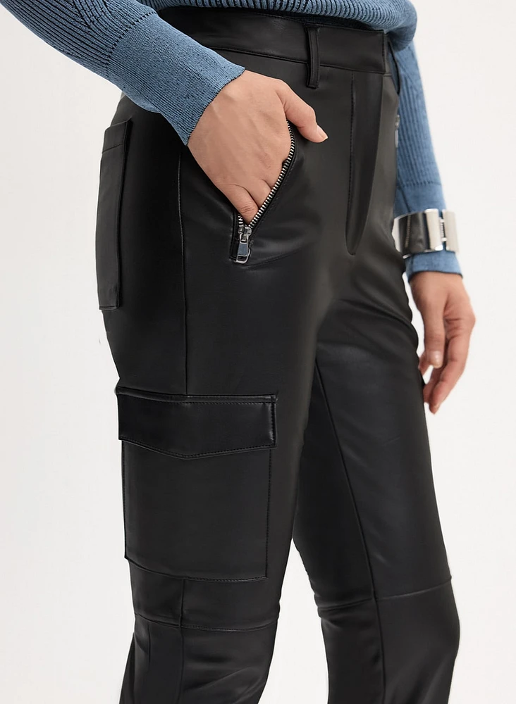 Vegan Leather Cargo Pants