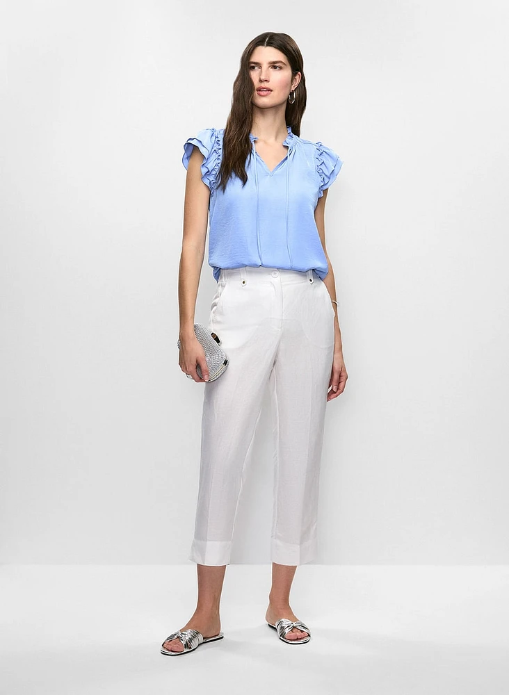 Blouse satinée et pantalon capri