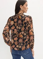 Floral Frilled Neck Blouse