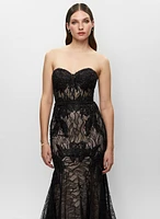 Strapless Lace Bustier Gown