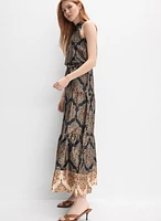Baroque Print Satin Dress