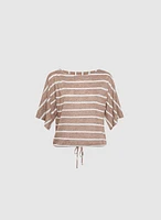 Striped Drawstring-Hem Top