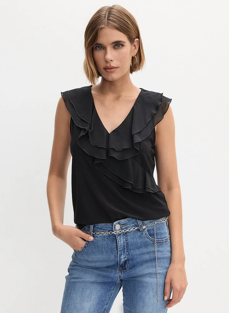 Sleeveless Ruffled Top