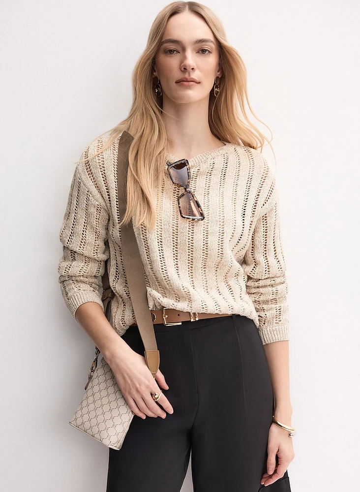 Open-Knit Pullover Sweater