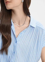 Striped Cap Sleeve Blouse
