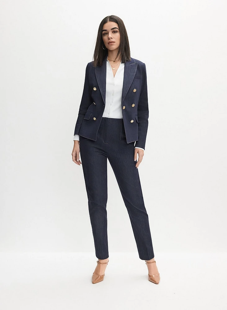 Contrast Stitch Denim Blazer