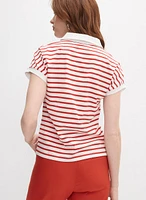 Striped Polo-Neck T-Shirt