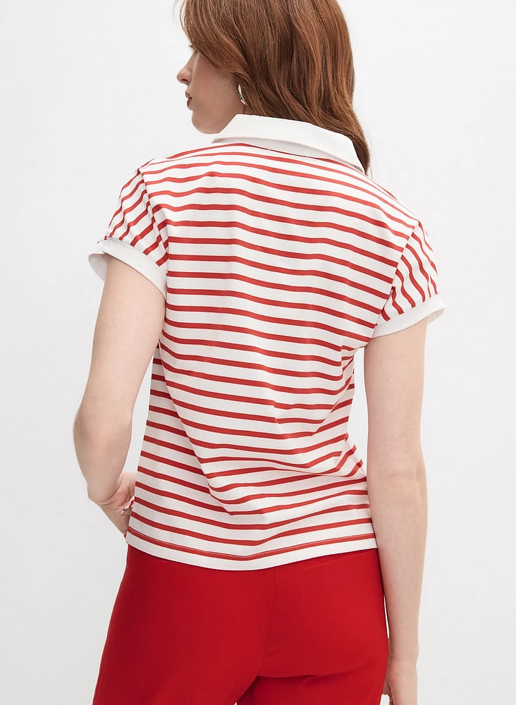 T-shirt rayé à col polo