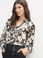 Floral Frill Neck Blouse