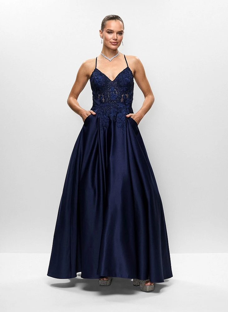 Corset-Style Satin Gown