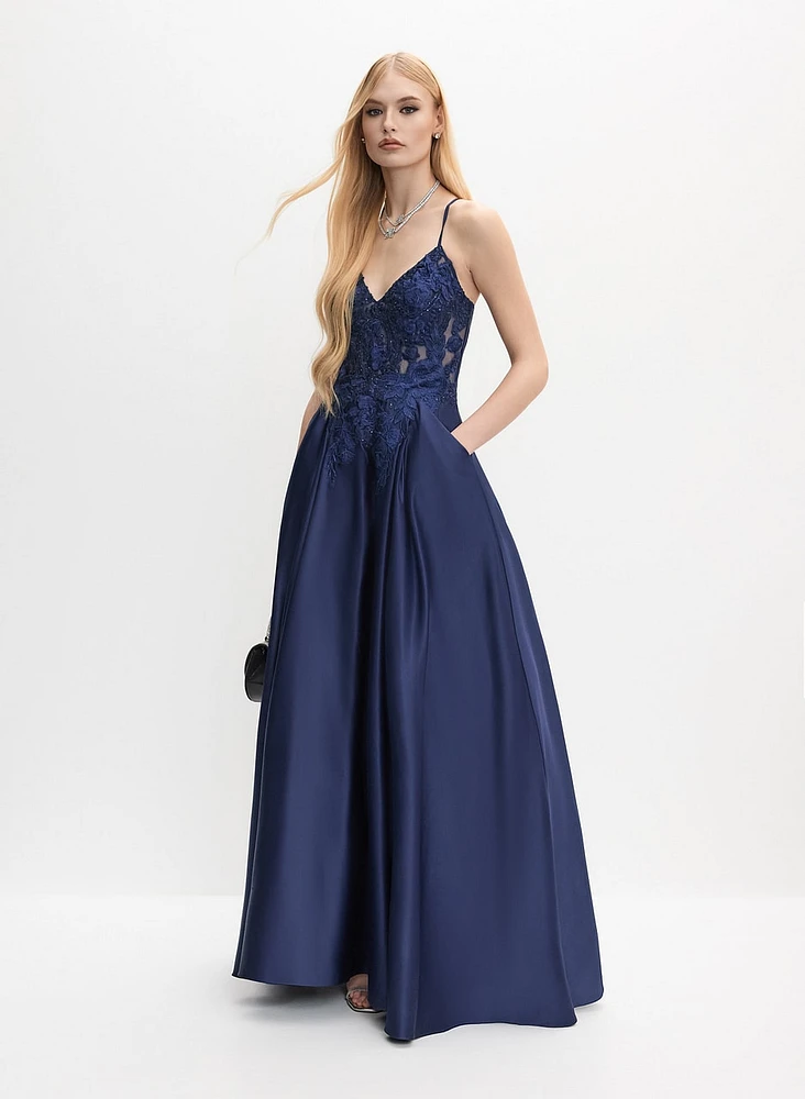 Corset-Style Satin Gown