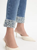 Pearl Embellished Straight-Leg Jeans