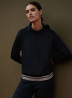 Striped Trim Hooded Sweatshirt