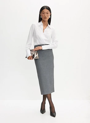 Button-Up Blouse & Long Pencil Skirt