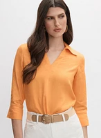 Joseph Ribkoff - Linen Polo Blouse