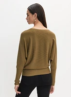 Ribbed Knit Dolman Sleeve Sweater