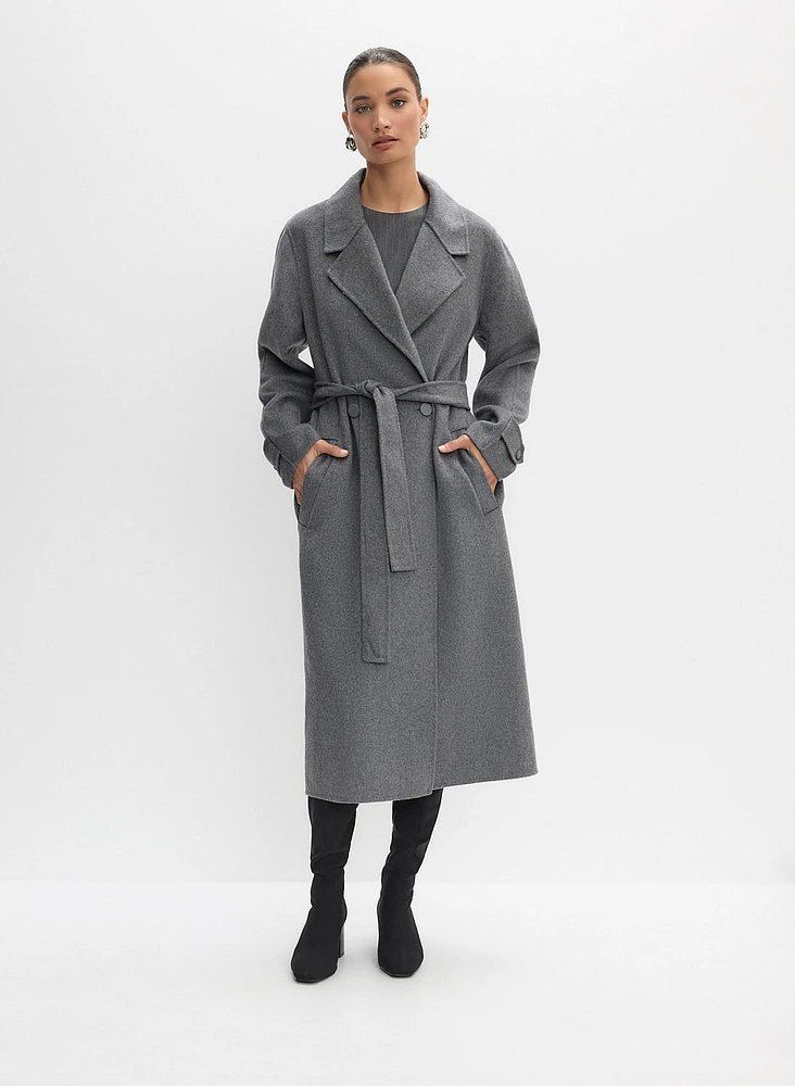 Belted Wool-Blend Coat