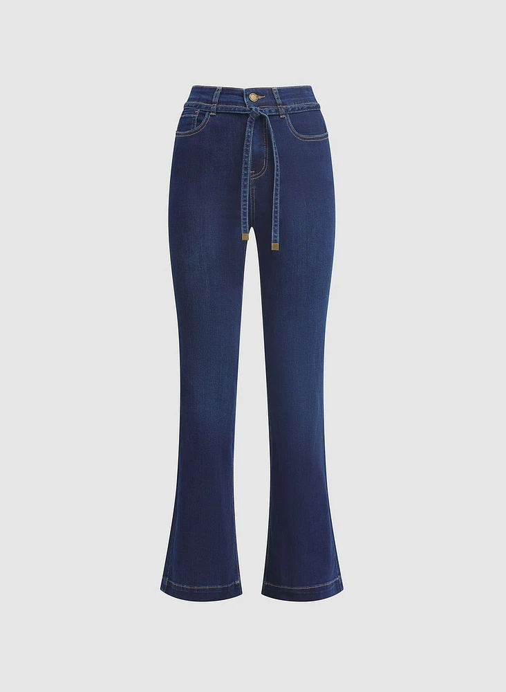 Drawstring Flare Leg Jeans