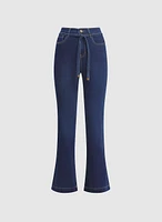 Drawstring Flare Leg Jeans