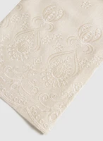 Tonal Embroidered Linen-Blend Pants
