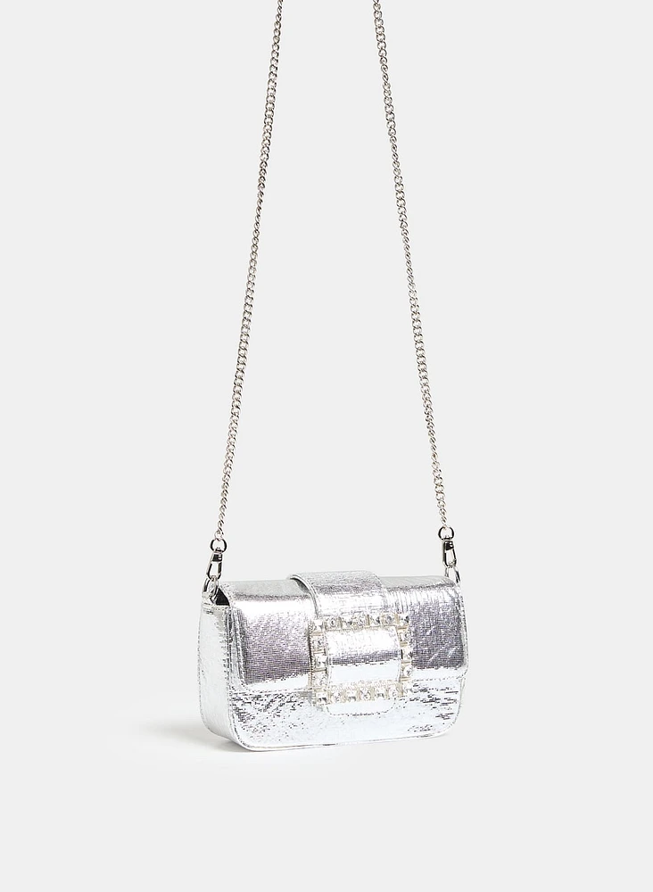 Metallic Buckle Clutch