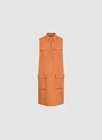 Robe-chemisier en lin avec poches appliquées