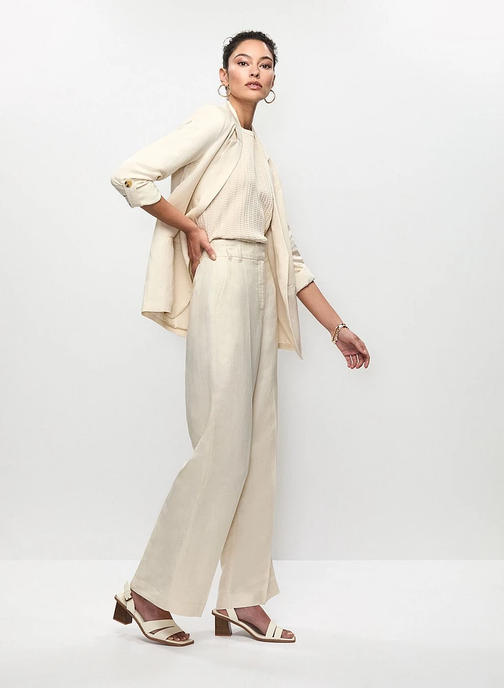 Linen-Blend Wide Leg Pants