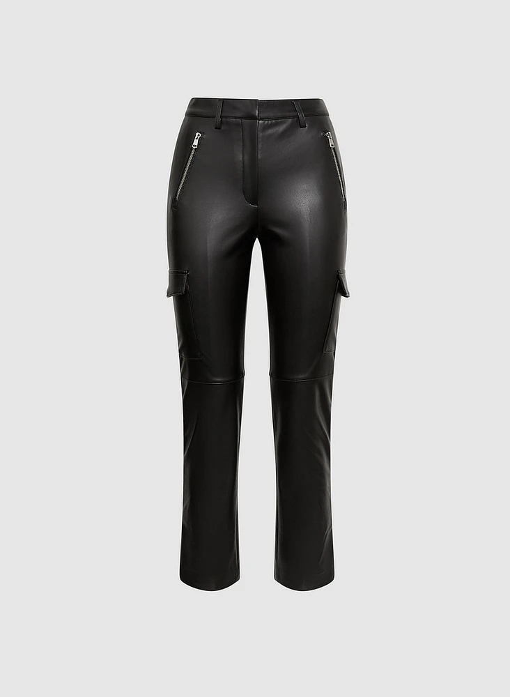 Vegan Leather Cargo Pants