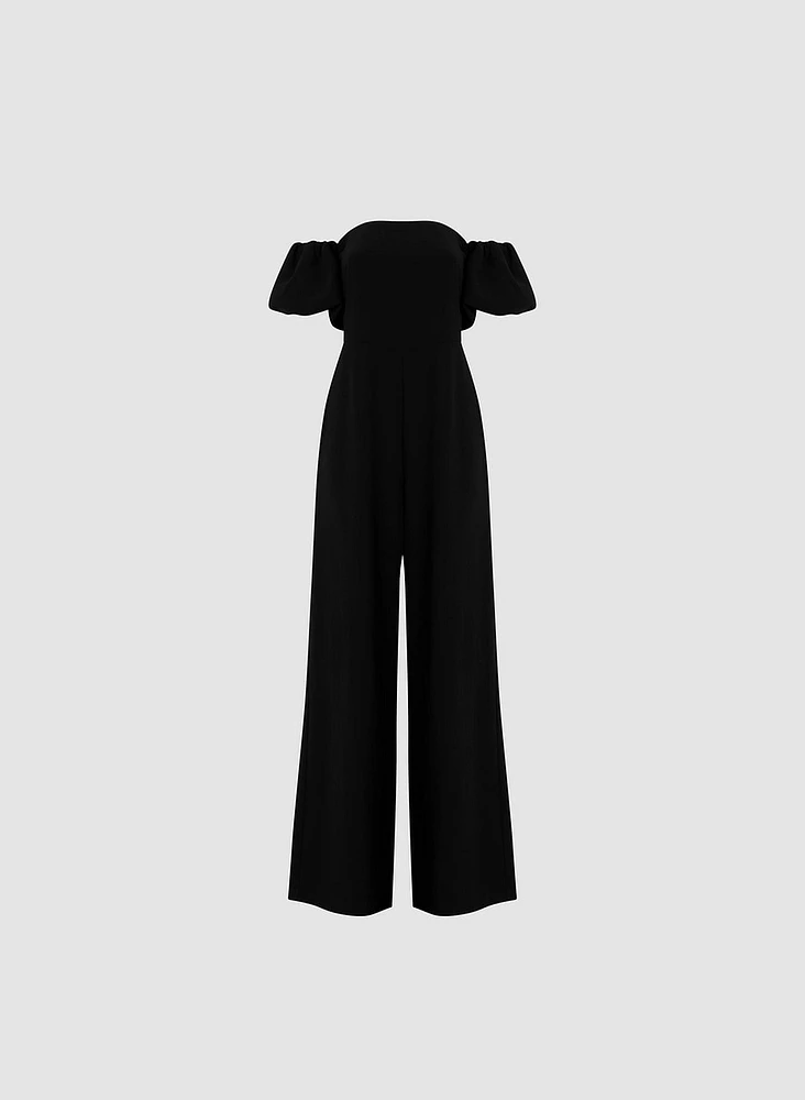 Puff Sleeve Off-The-Shoulder Jumpsuit