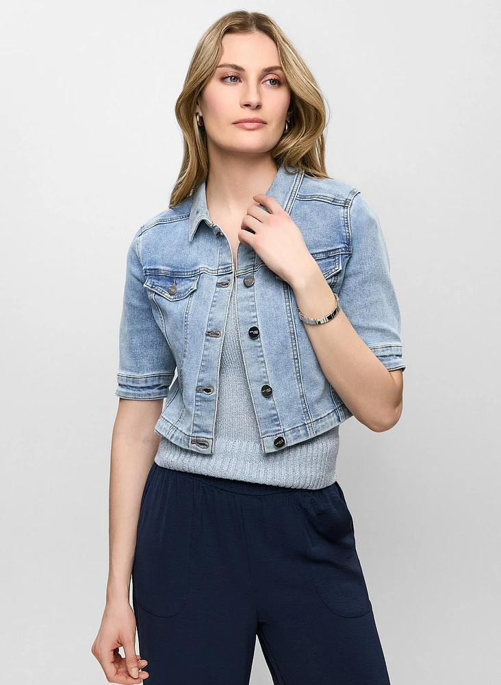 Veste Essentiels en denim écourtée