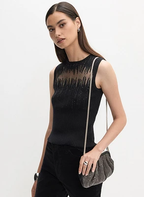 Camisole à détails transparents et pierres