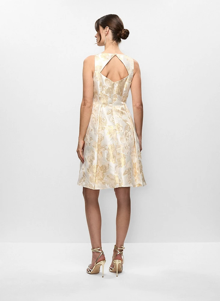 Adriana Papell- Jacquard Open Back Dress